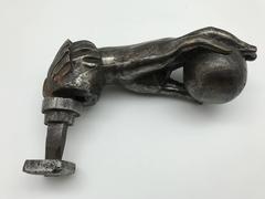Large 19th Century European Polished Iron Hand and Ball Door Knocker
