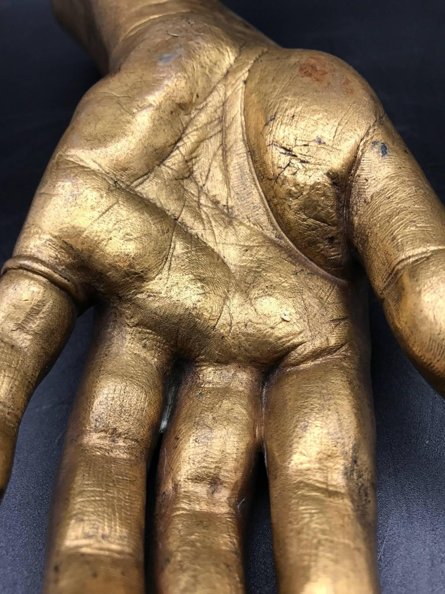 French 19th Century Life-Size Gilded Bronze Hand 4