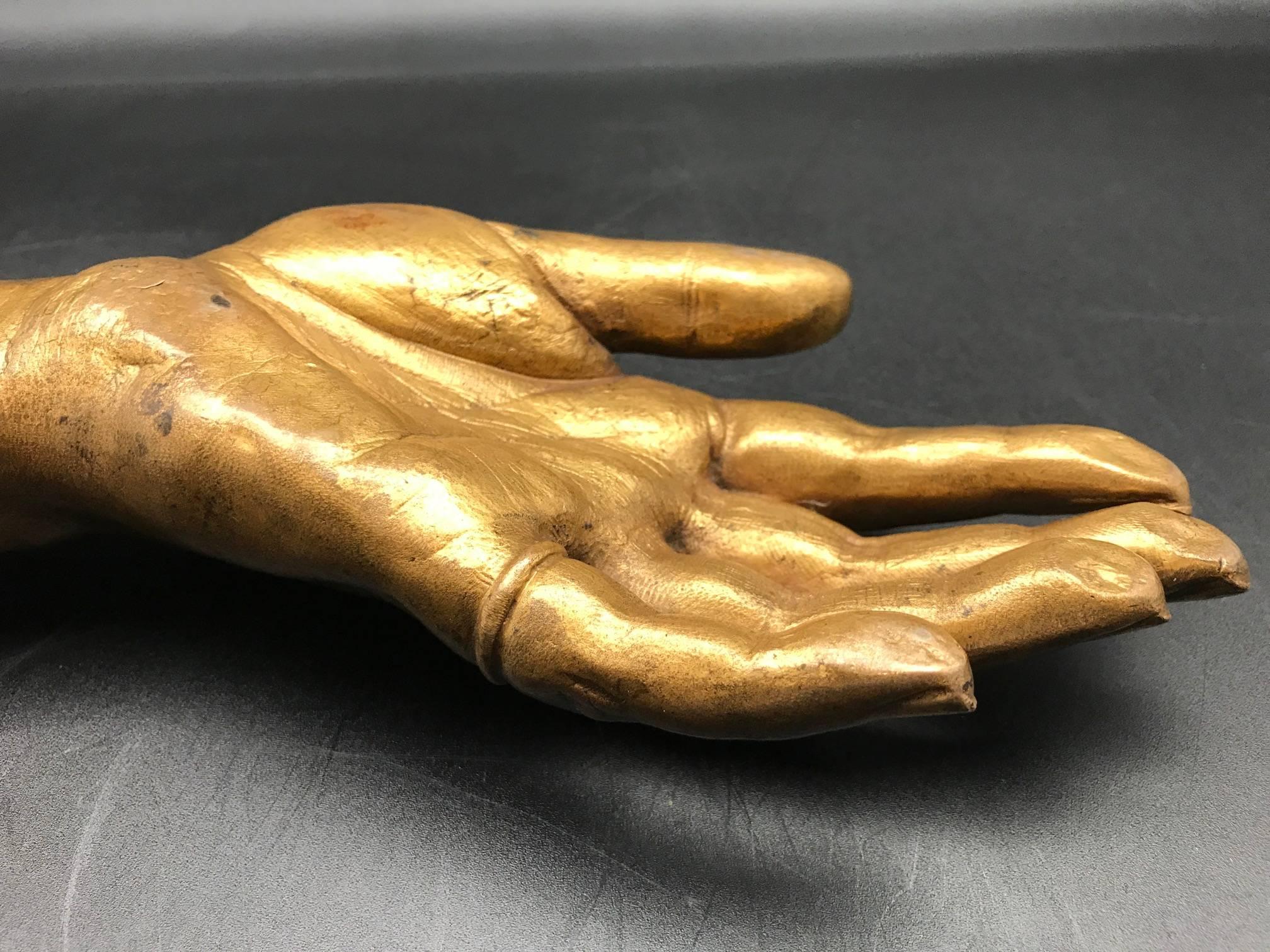 French 19th Century Life-Size Gilded Bronze Hand In Good Condition In New York, NY