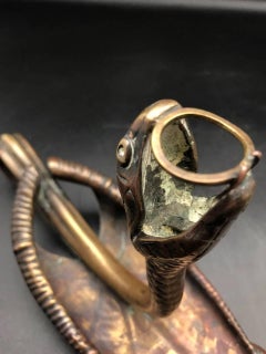 Louis Majorelle Bronze Serpent and Bird of Paradise Leaf Candlestick Vide Poche
