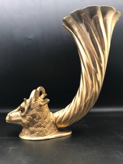 Rhyton Vase or Drinking Cup Made for Maison Jansen in Florence, Gilded Bronze