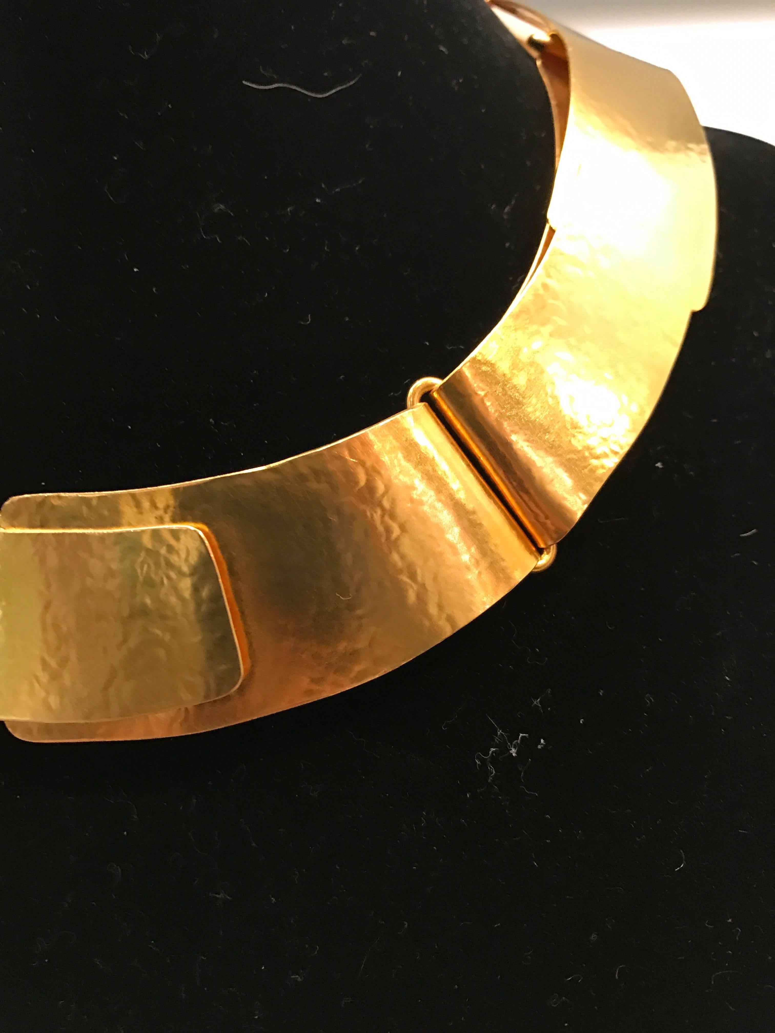 Modern Herve Van Der Straeten Gilded Forged Brass Folded Ribbon Necklace Choker Collar