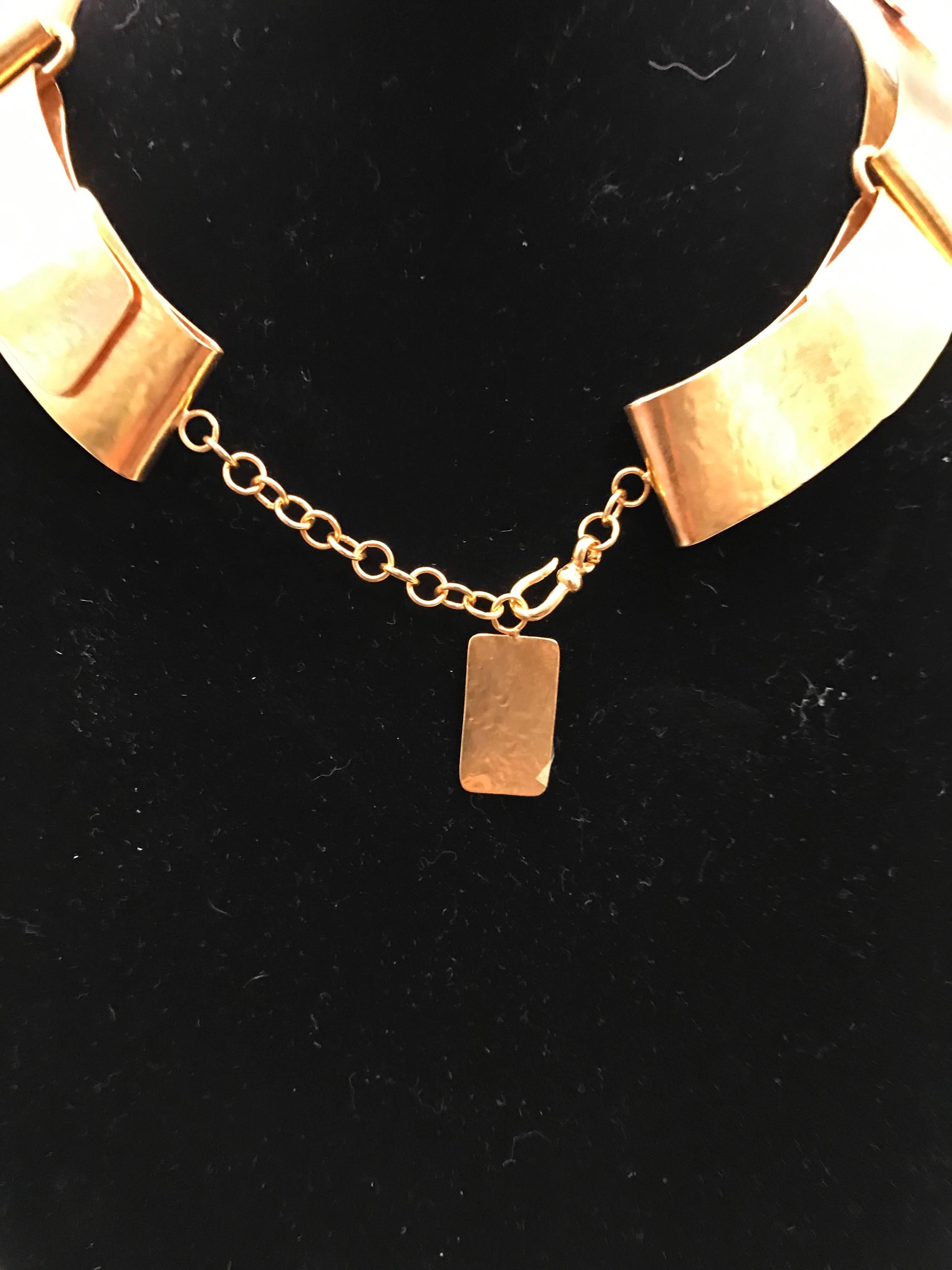 Herve Van Der Straeten Gilded Forged Brass Folded Ribbon Necklace Choker Collar In Good Condition In New York, NY