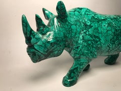 Très grand rhinocéros en malachite solide