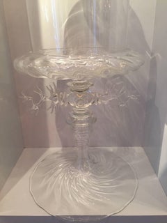 Extra Large Handblown Clear Glass Bell Jar with Coral Design