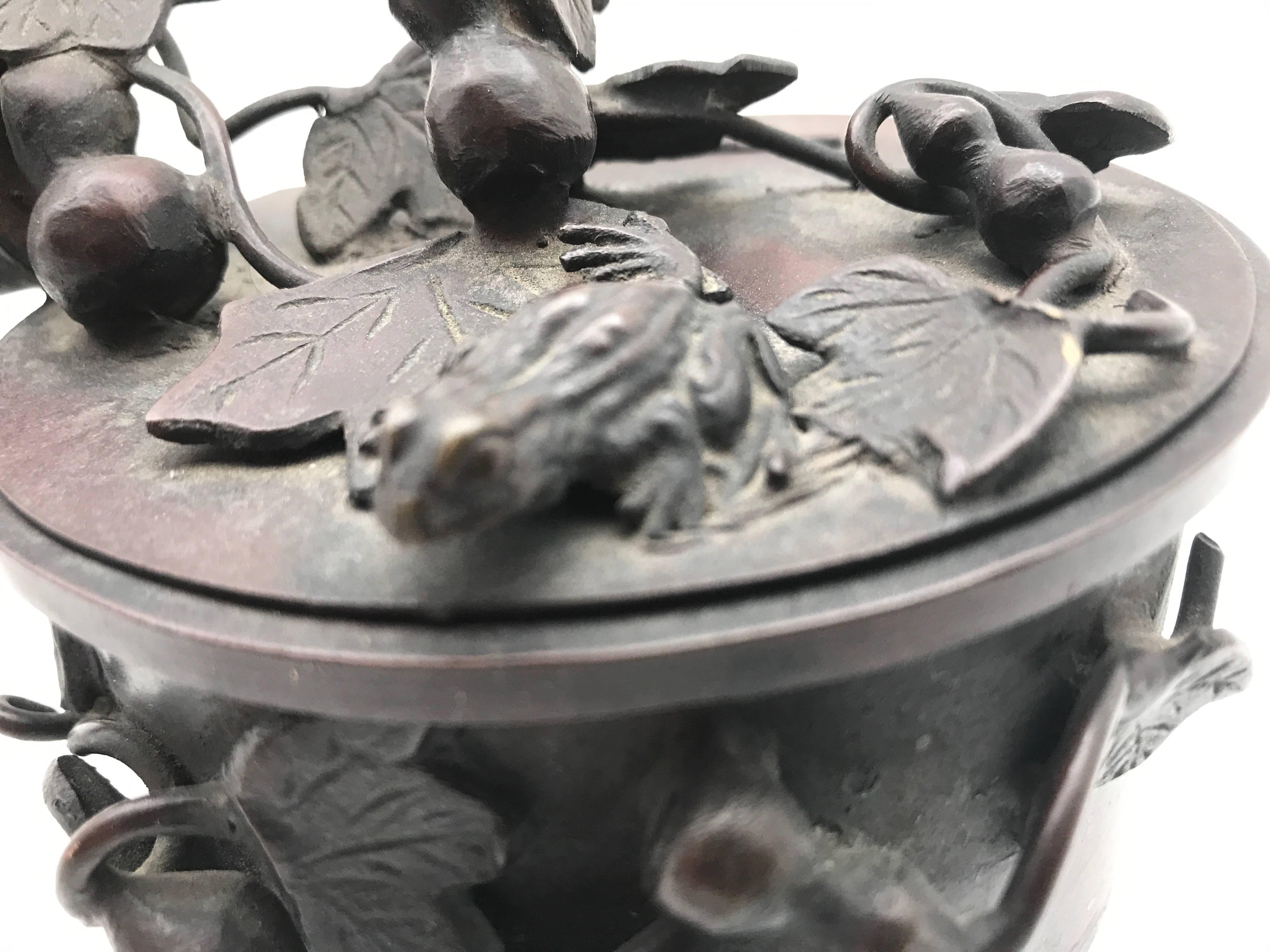 Antique Japanese Yatate Bronze Calligraphy Box 3