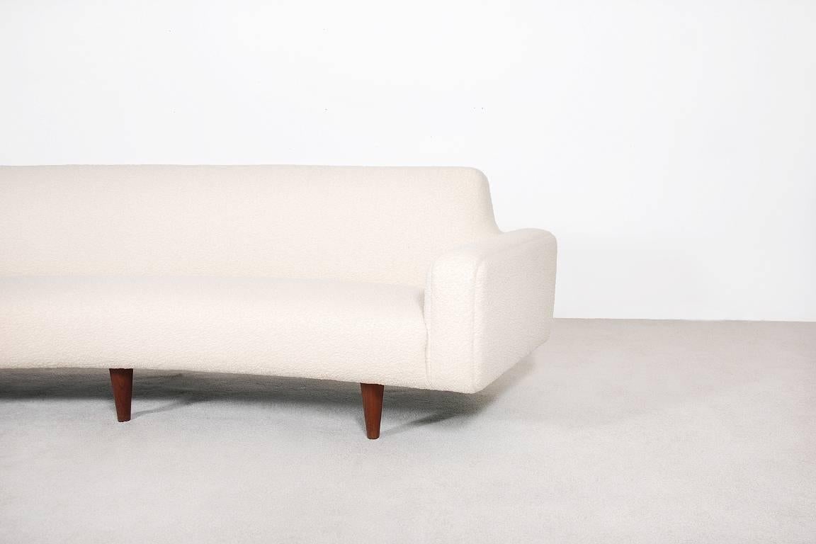 Fabric Illum Wikkelsø Long and Curved Three-Seat Sofa, 1950s