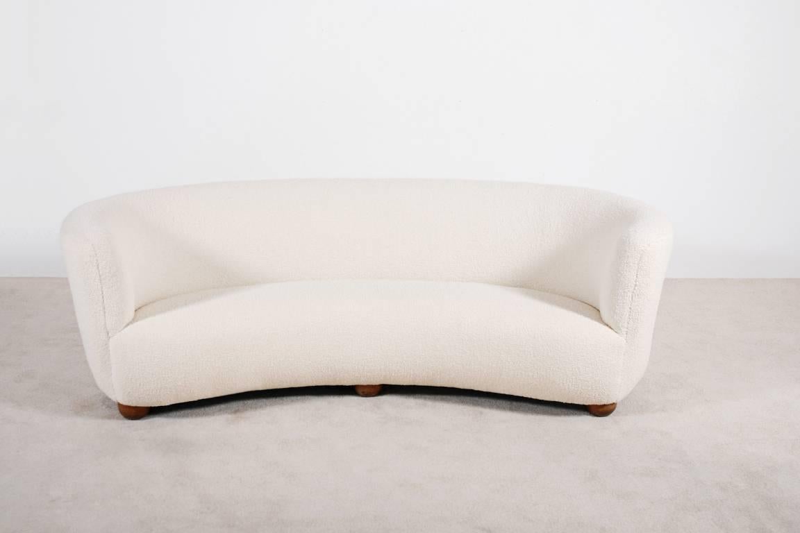 Mid-20th Century Gorgeous Curved Danish Sofa from the 1940s