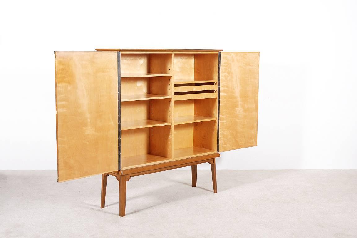 Scandinavian Modern Beautiful Walnut and Beech Double Doors Cabinet, 1947