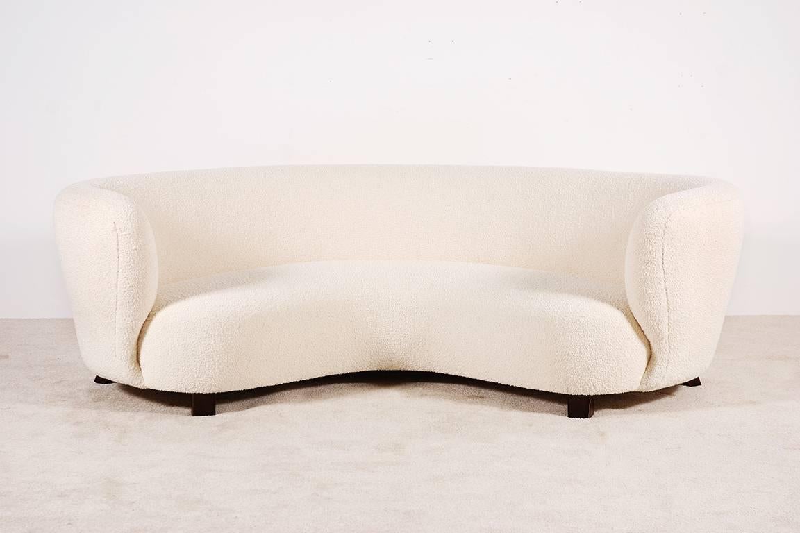 Scandinavian Modern Amazing and Gorgeous Large Three-Seat Curved Sofa from the 1940s