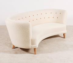Danish Three-Seat Curved Sofa, 1940s