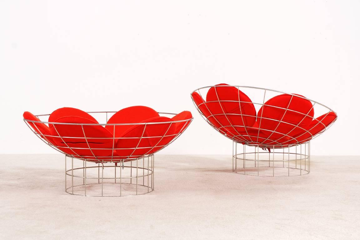 Danish Verner Panton Pair of Peacock Chairs for Plus-Linje, circa 1959