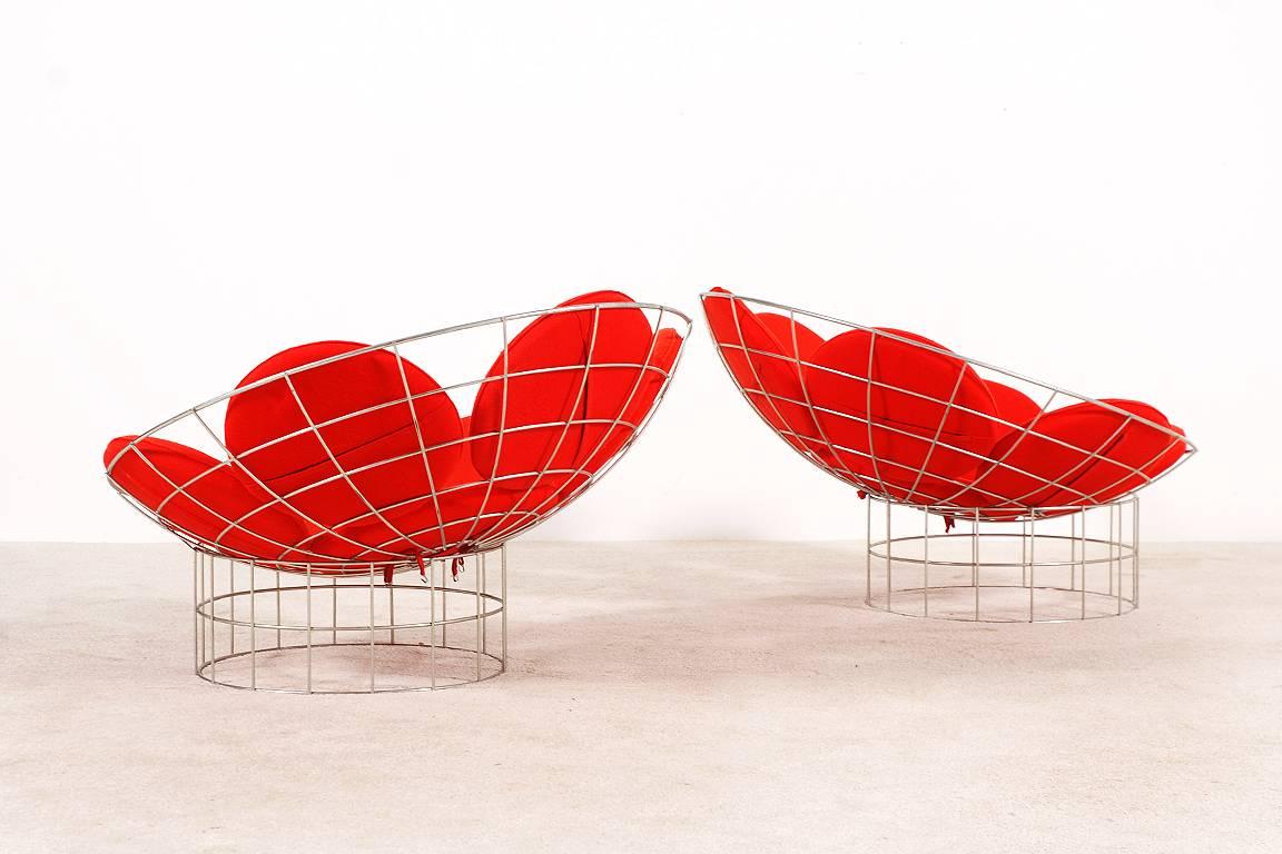 Scandinavian Modern Verner Panton Pair of Peacock Chairs for Plus-Linje, circa 1959