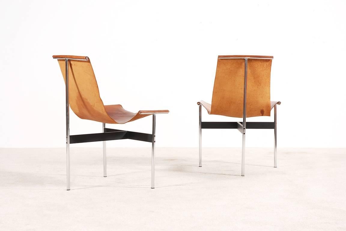 Set of Eight Leather T-Chair Model 3LC  by Katavolos, Littell and Kelly, 1952 1