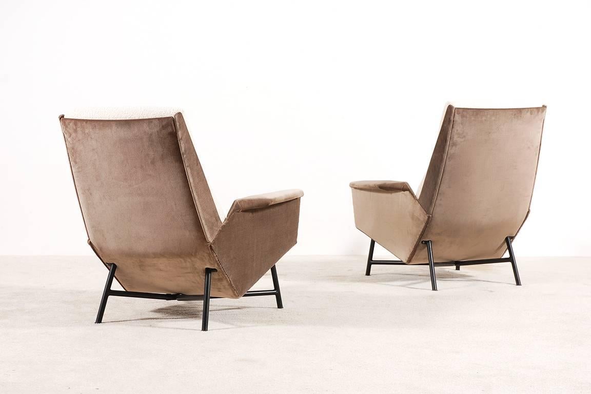 Lacquered Claude Delor Pair of Armchairs, circa 1950