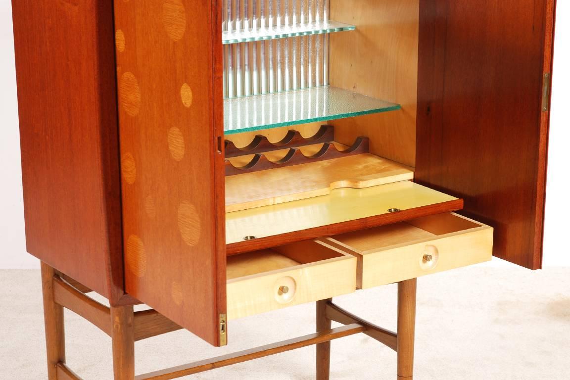 Brass Beautiful Kurt Østervig Teak and Oak Bar Cabinet, 1940s