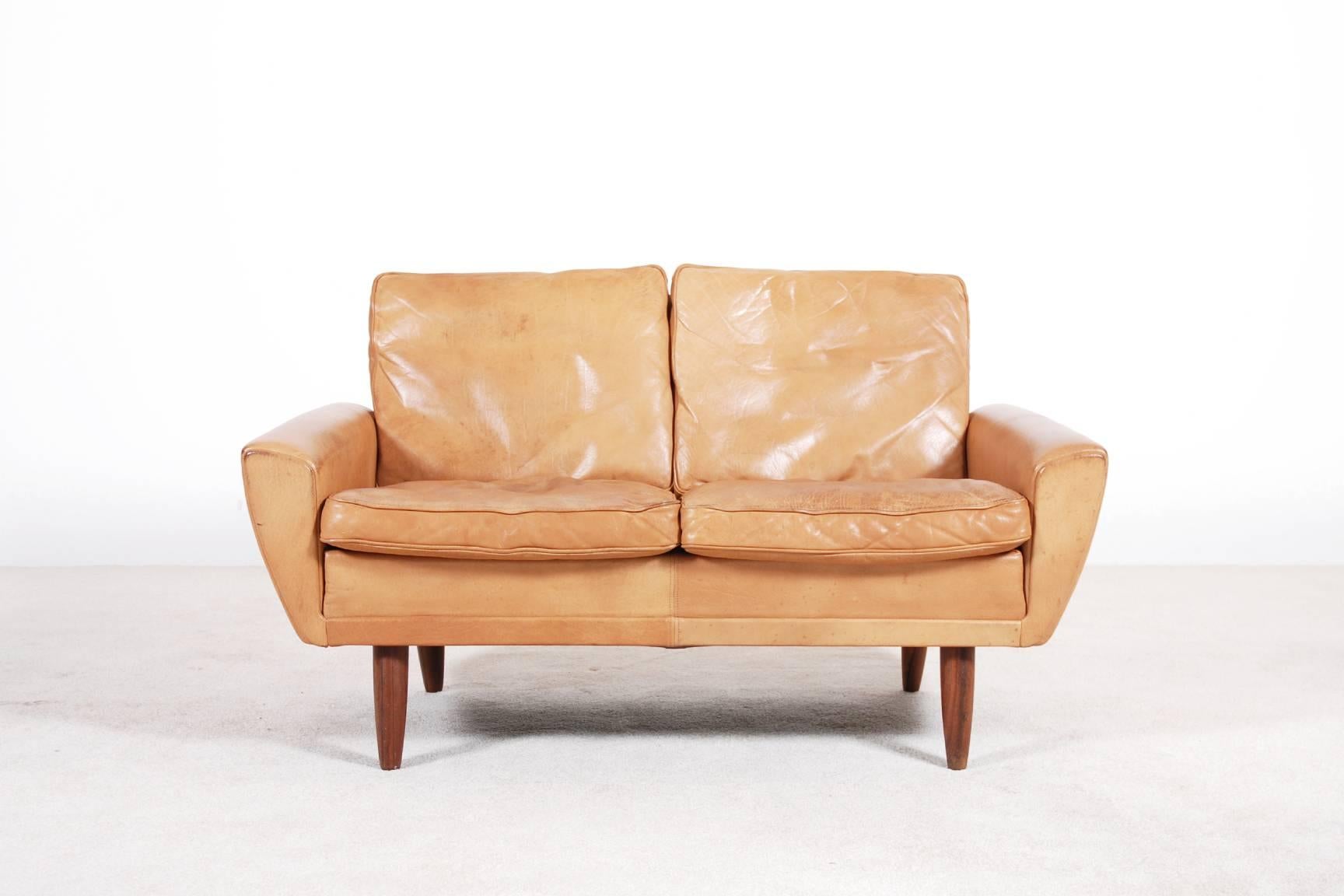 two seater leather sofa