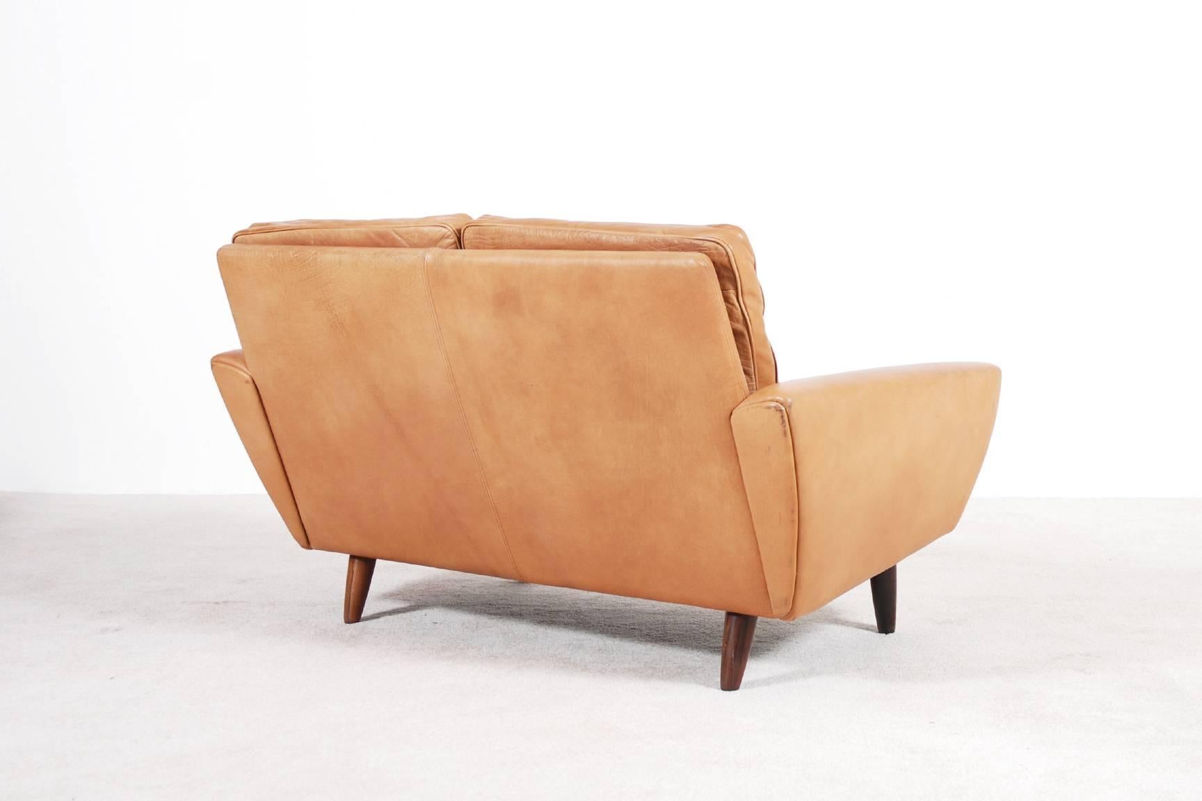 Danish Scandinavian Two-Seater Leather Sofa, 1960