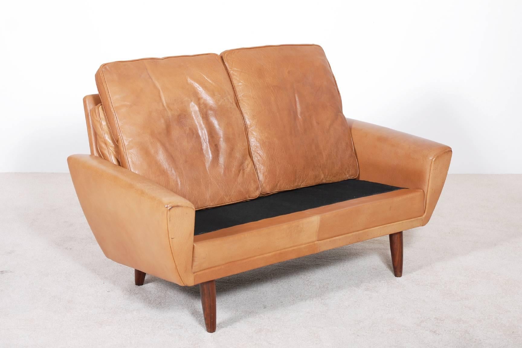Mid-20th Century Scandinavian Two-Seater Leather Sofa, 1960