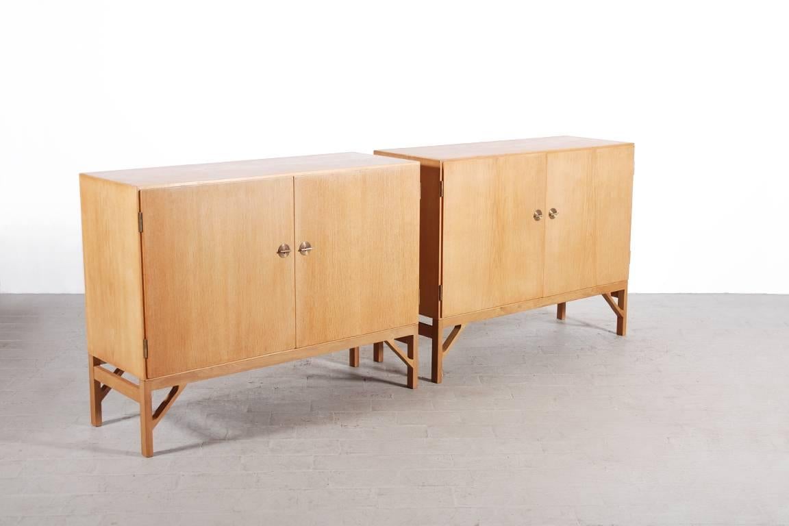 Børge Mogensen pair of double-door cabinets.
Produced by C. M. Madsens for FDB Møbler, 1960.
Excellent condition.

Can be sold as a pair or individually.
 
 