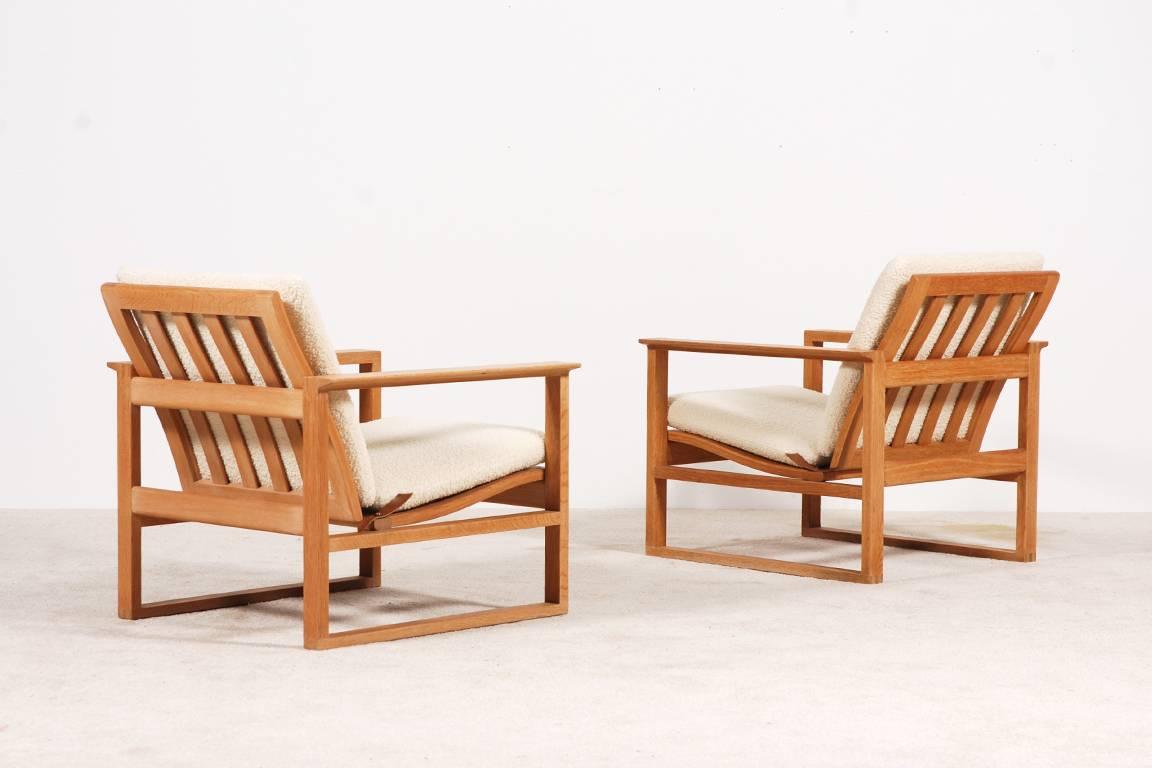 Danish Børge Mogensen Pair of Lounge Oak Chair Model 2256, 1956