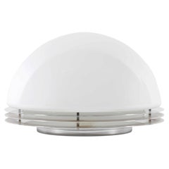 Enrico Tronconi Tischlampe, Opalglas und Stahl, Italien, 1960er Jahre