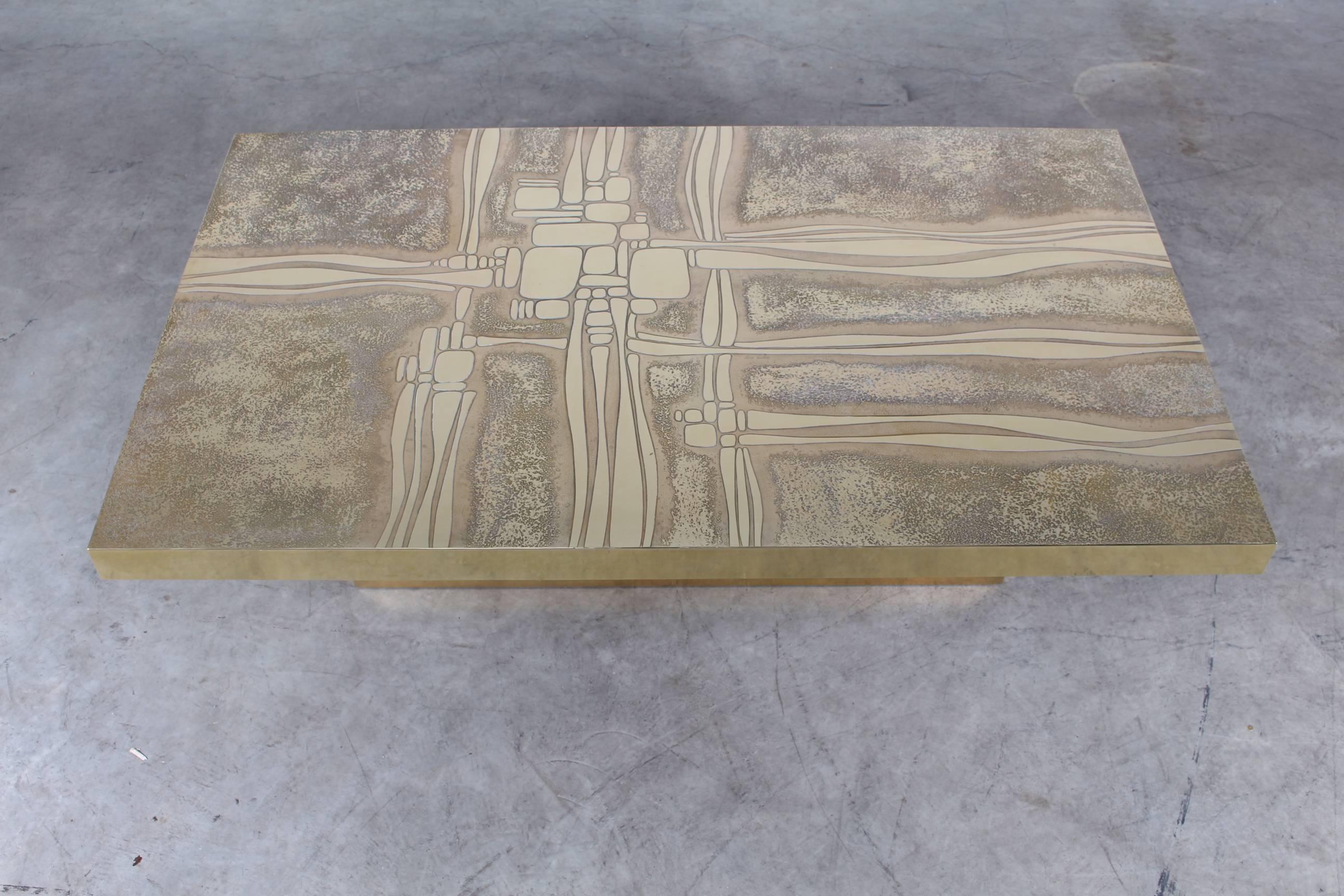 Acid Etched Brass Coffee Table 