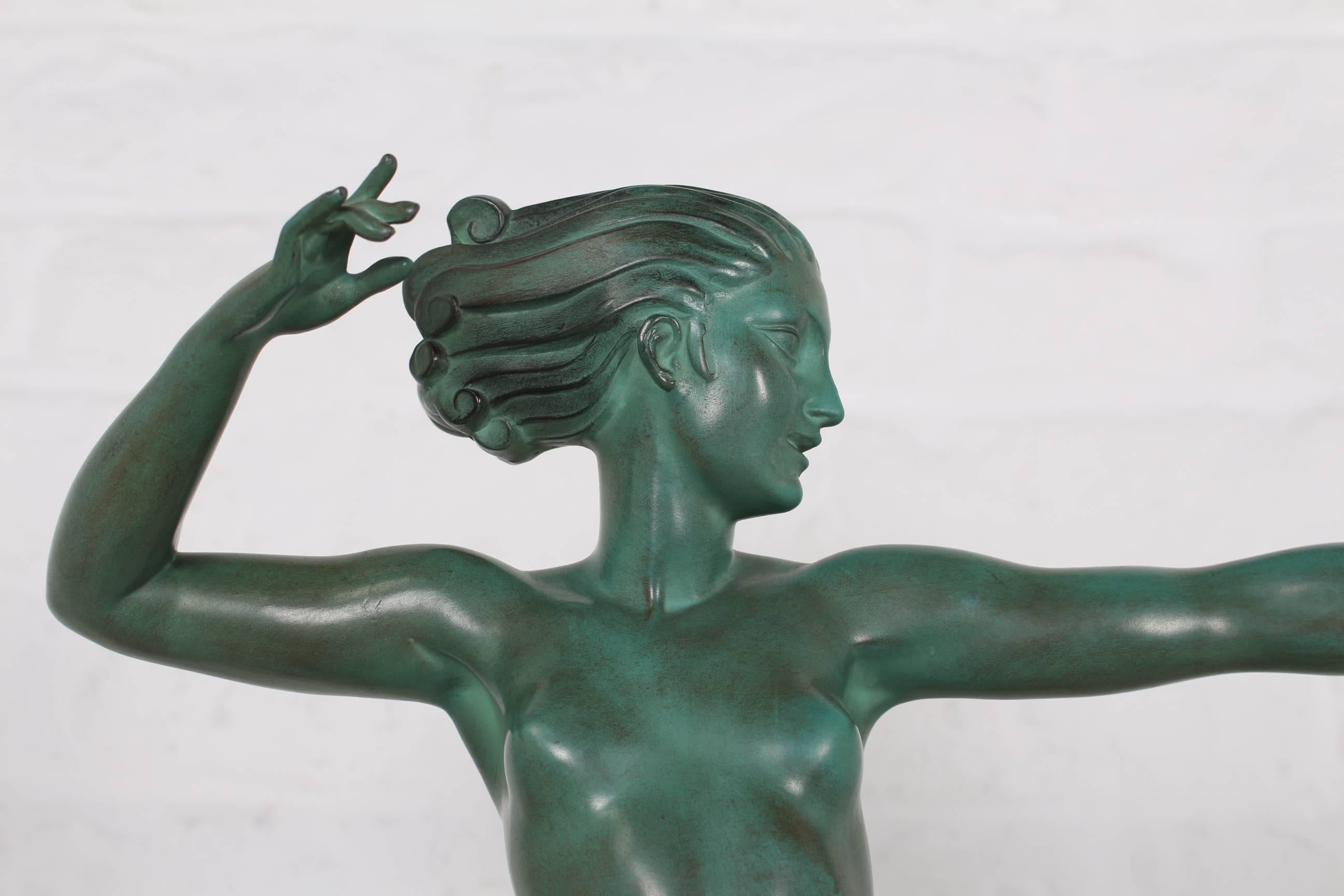 Metal Jean Antoine De Marco Art Deco Sculpture For Sale