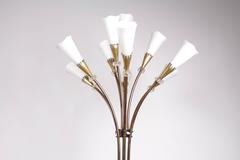10 Light French Brass Flower Floor Lamp by Maison Lunel