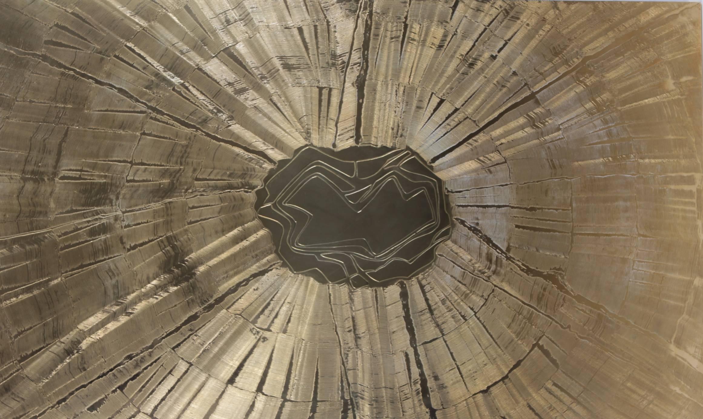 Sunburst Acid Etched Coffee Table by Albert Verneuil For Sale 1