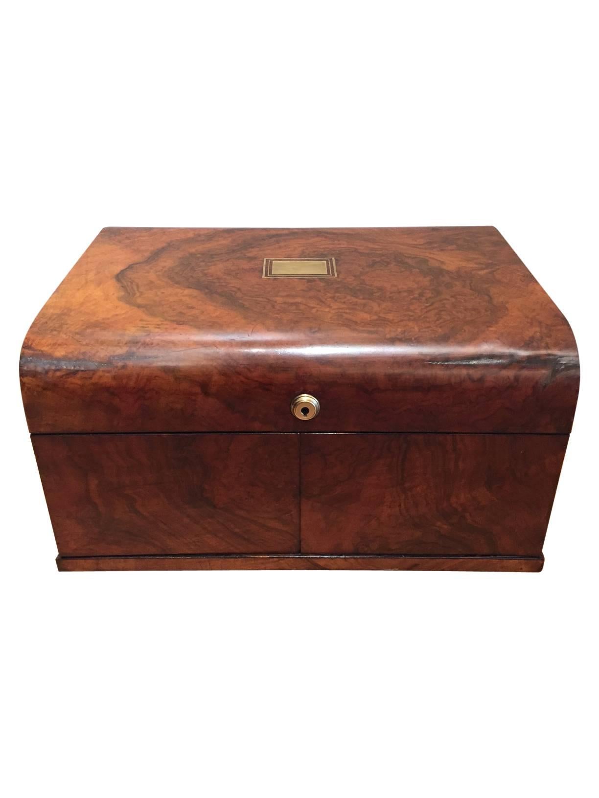 This gorgeous English Victorian antique games compendium box houses hours of fun within a beautiful burr walnut box, circa 1870. 

A perfect addition for any office or living room.