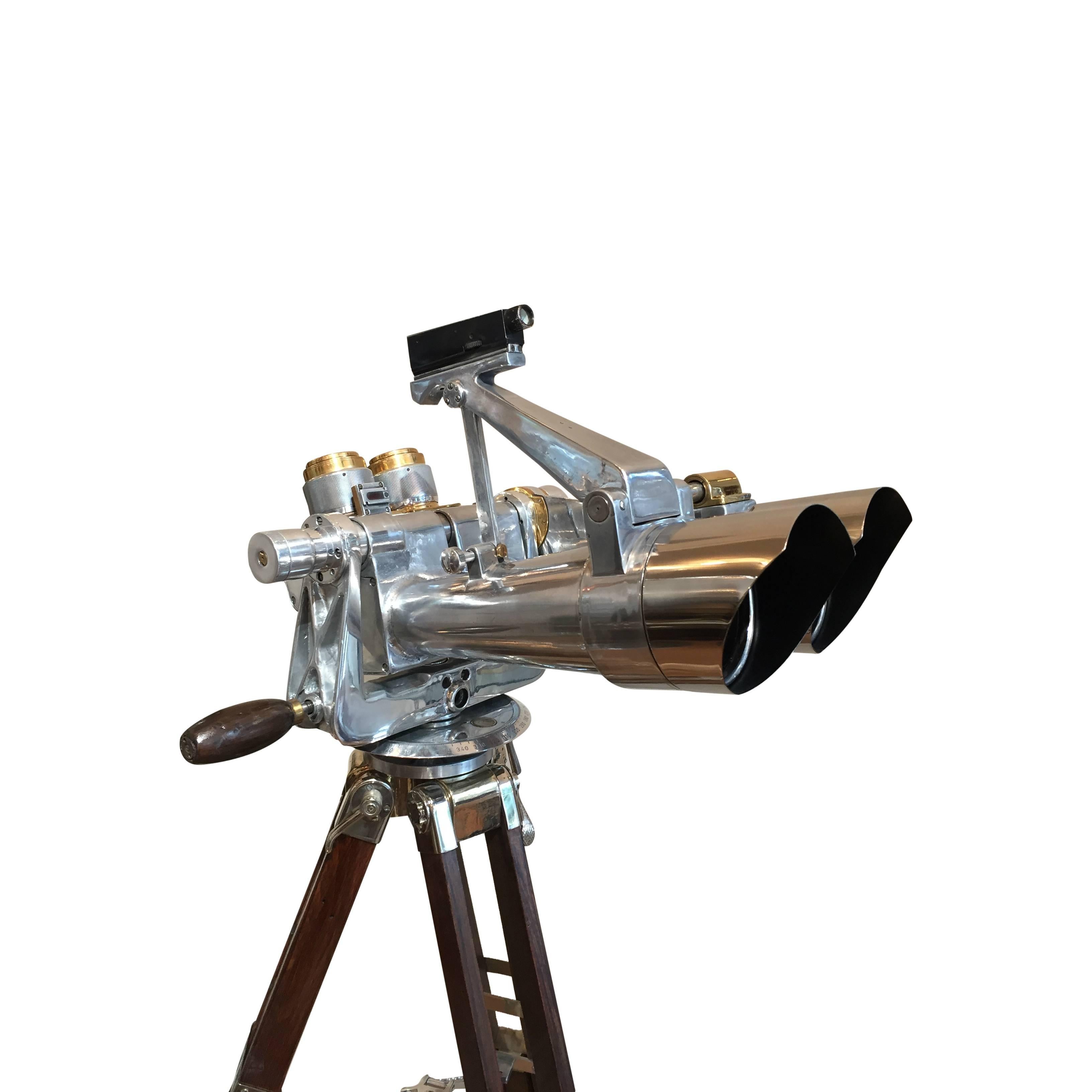 These stunning 80º 10 x 80 Kriegsmarine binoculars optics created by Carl Zeiss during the World War II period. The prototype was developed, circa 1938 and were considered a Sonderkonstruktion or special construction by Zeiss.

The stark angle of