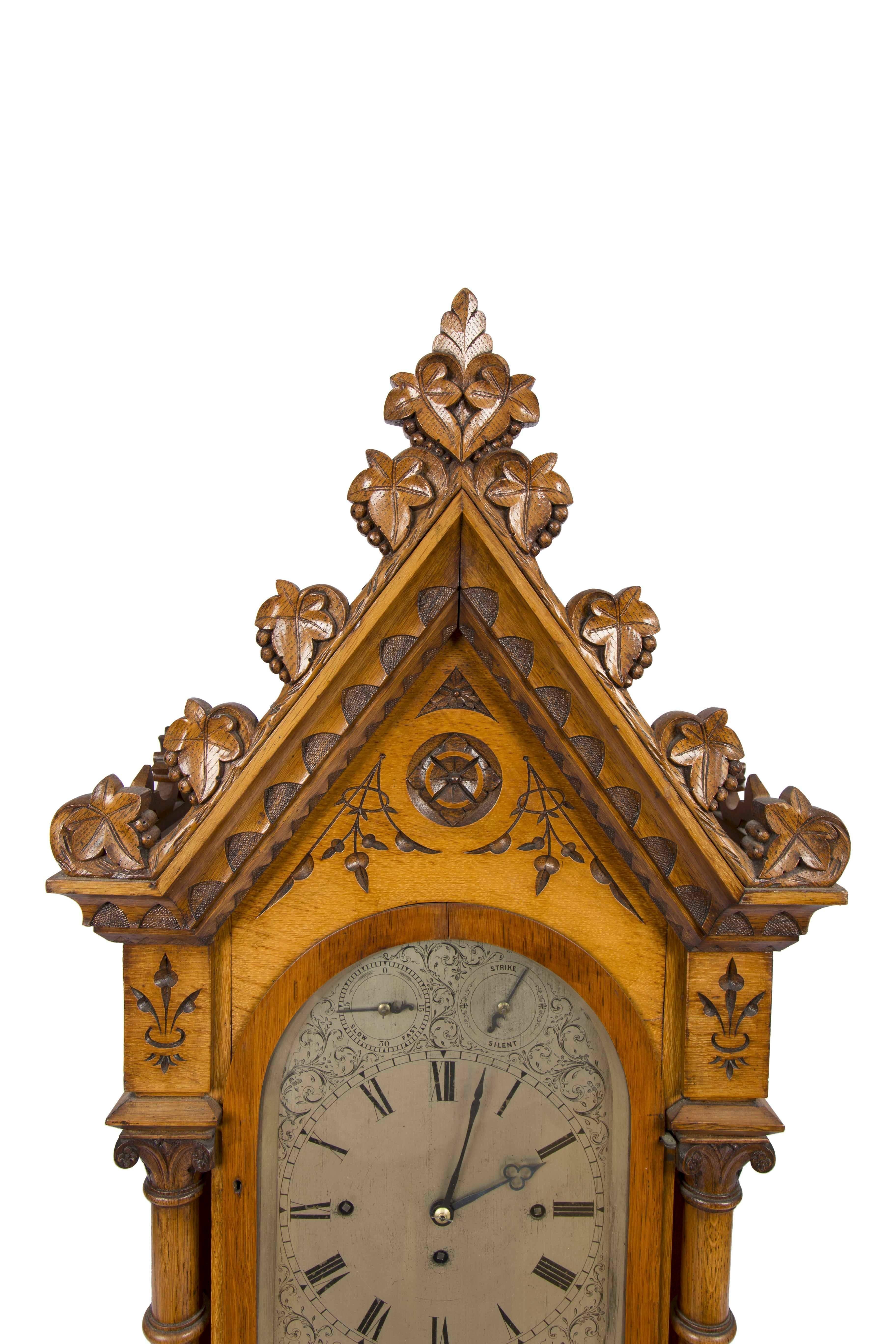 Black Forest Mid-19th Century Carved Oak Triple Fusee Movement Bracket Clock by Connel