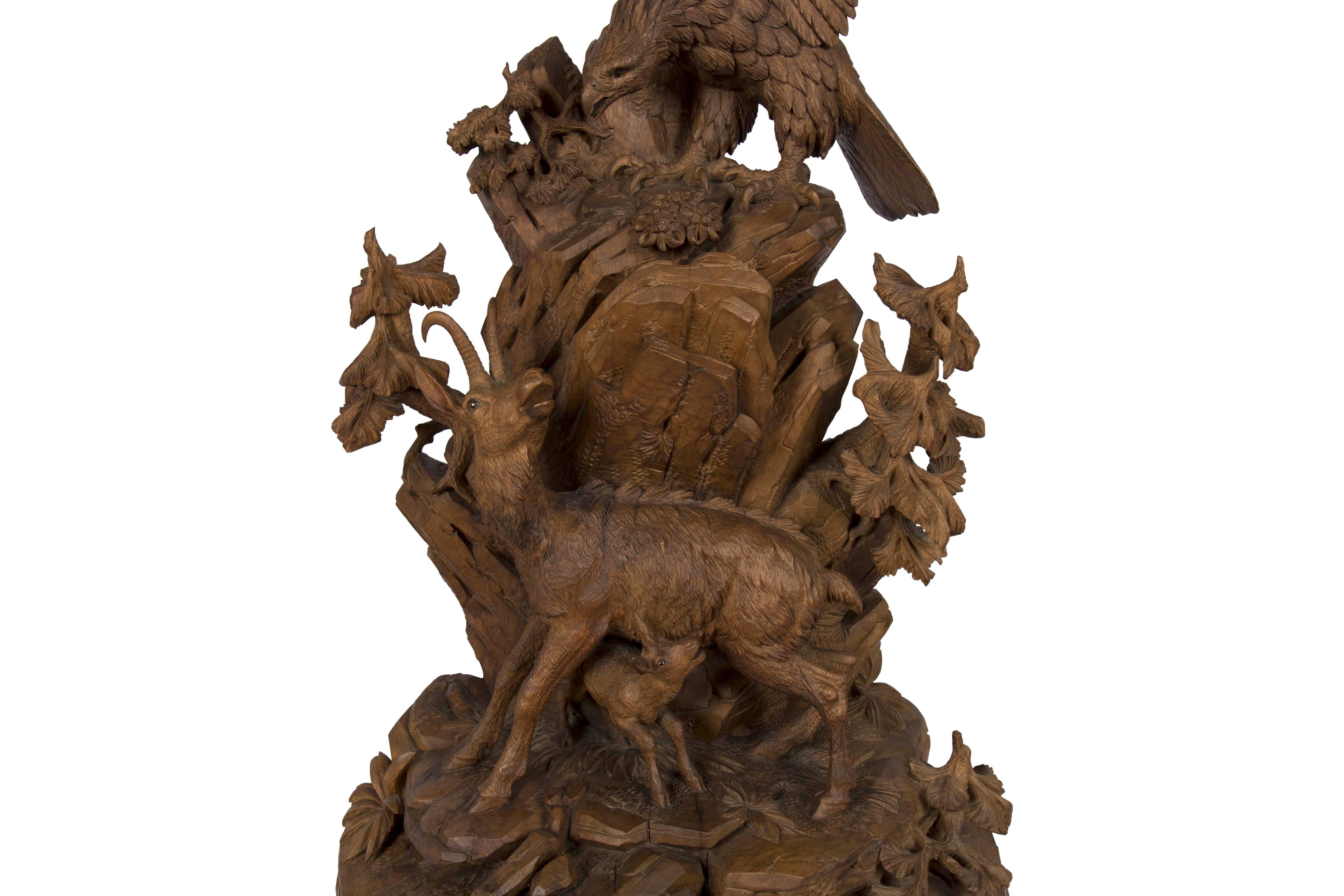 Swiss “Black Forest” Carved Walnut Sculpture, circa 1890 In Excellent Condition For Sale In Aspen, CO