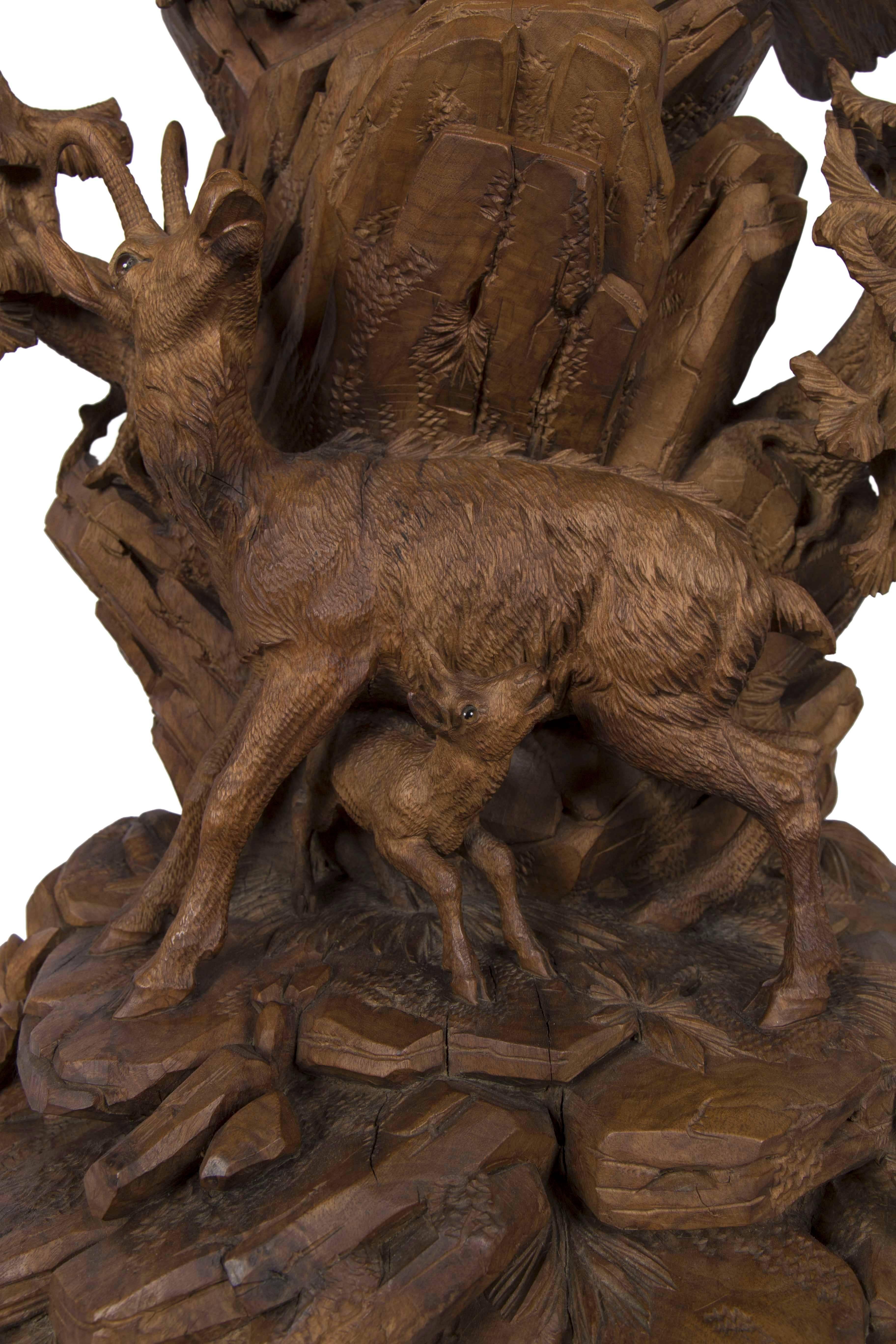 Swiss “Black Forest” Carved Walnut Sculpture, circa 1890 For Sale 2