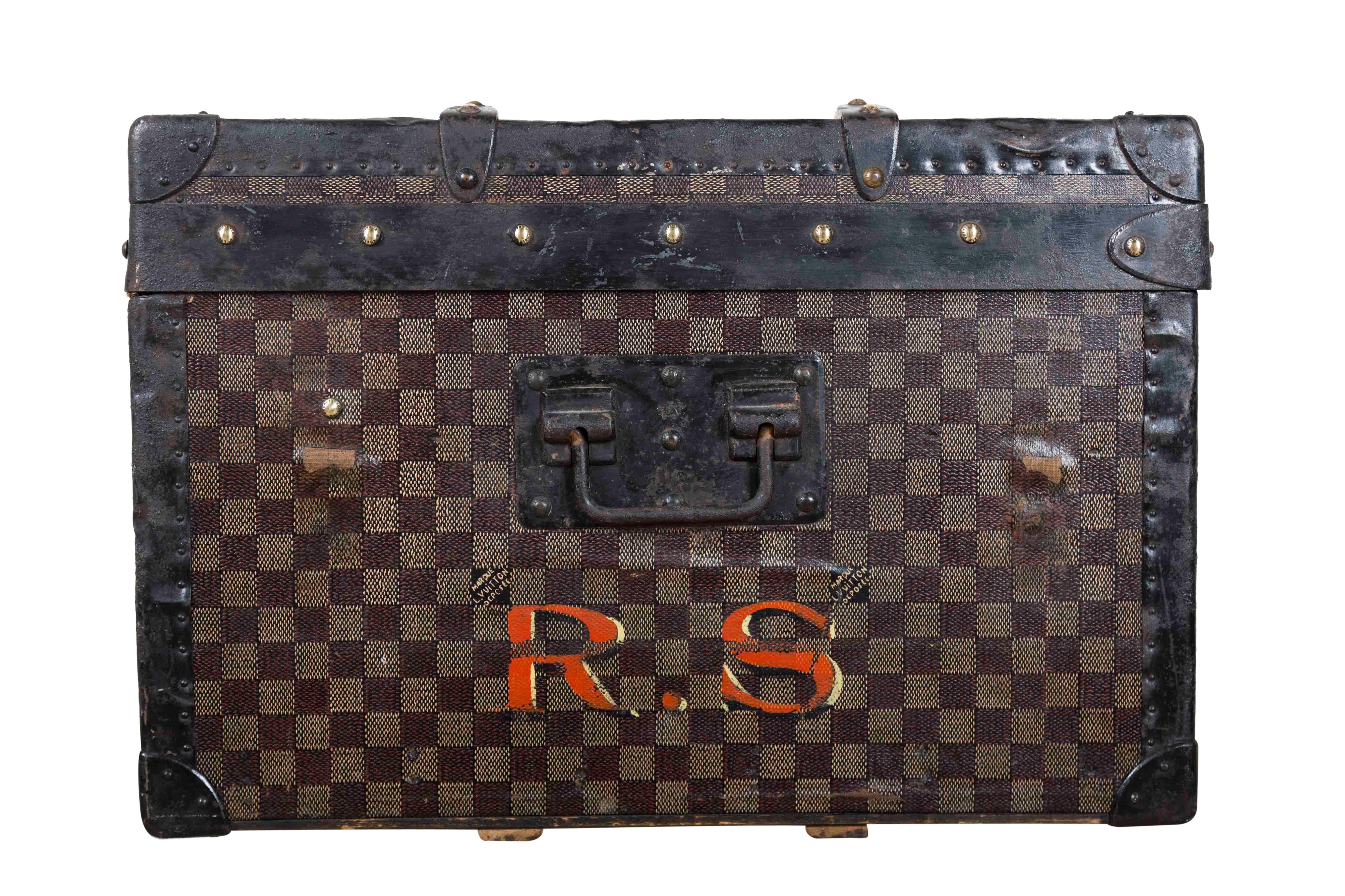 Art Deco 1920s Louis Vuitton Custom Monogramed Boot Case with Original Key and Dust Bag For Sale
