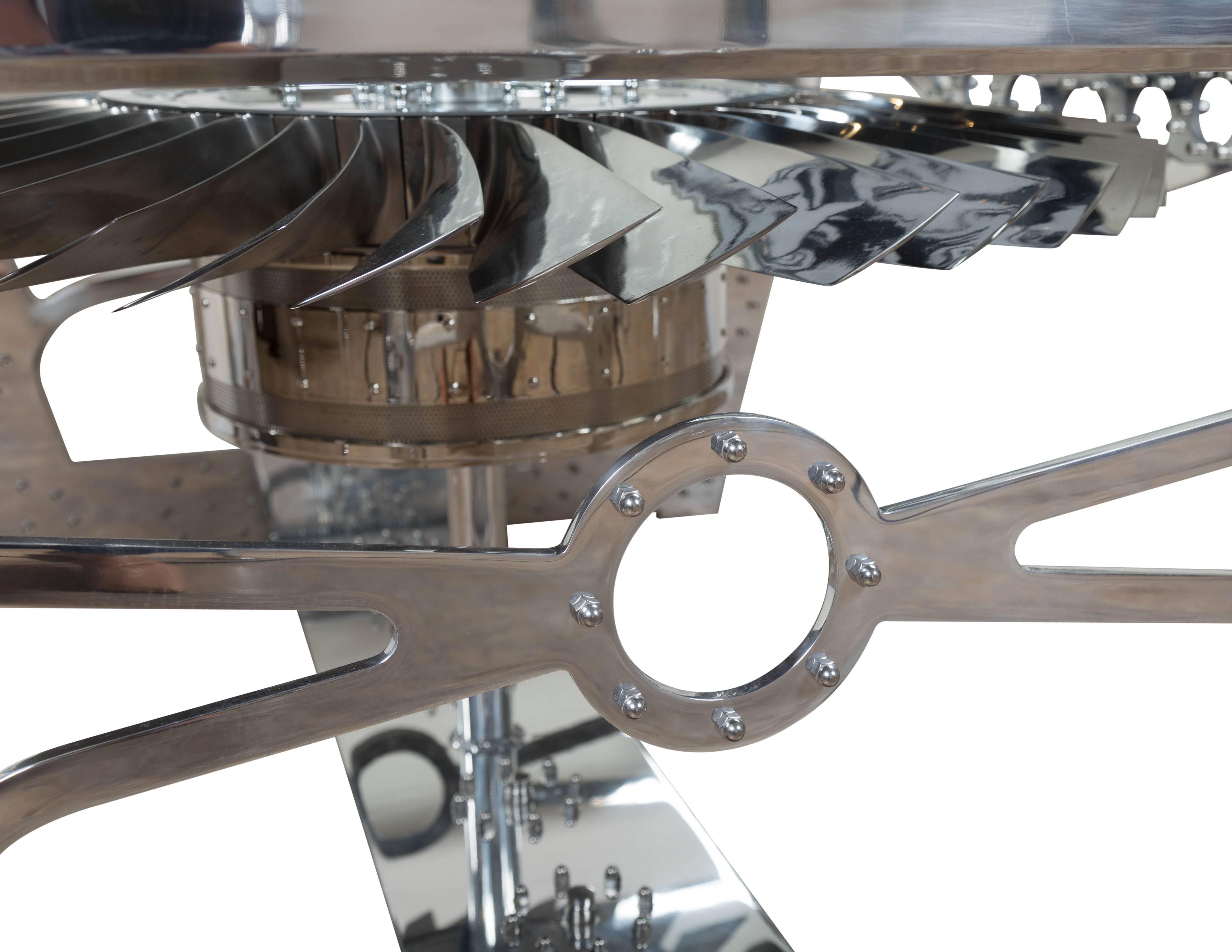 Industrial Custom Motorized and Hand Polished JT8D Turbine Table