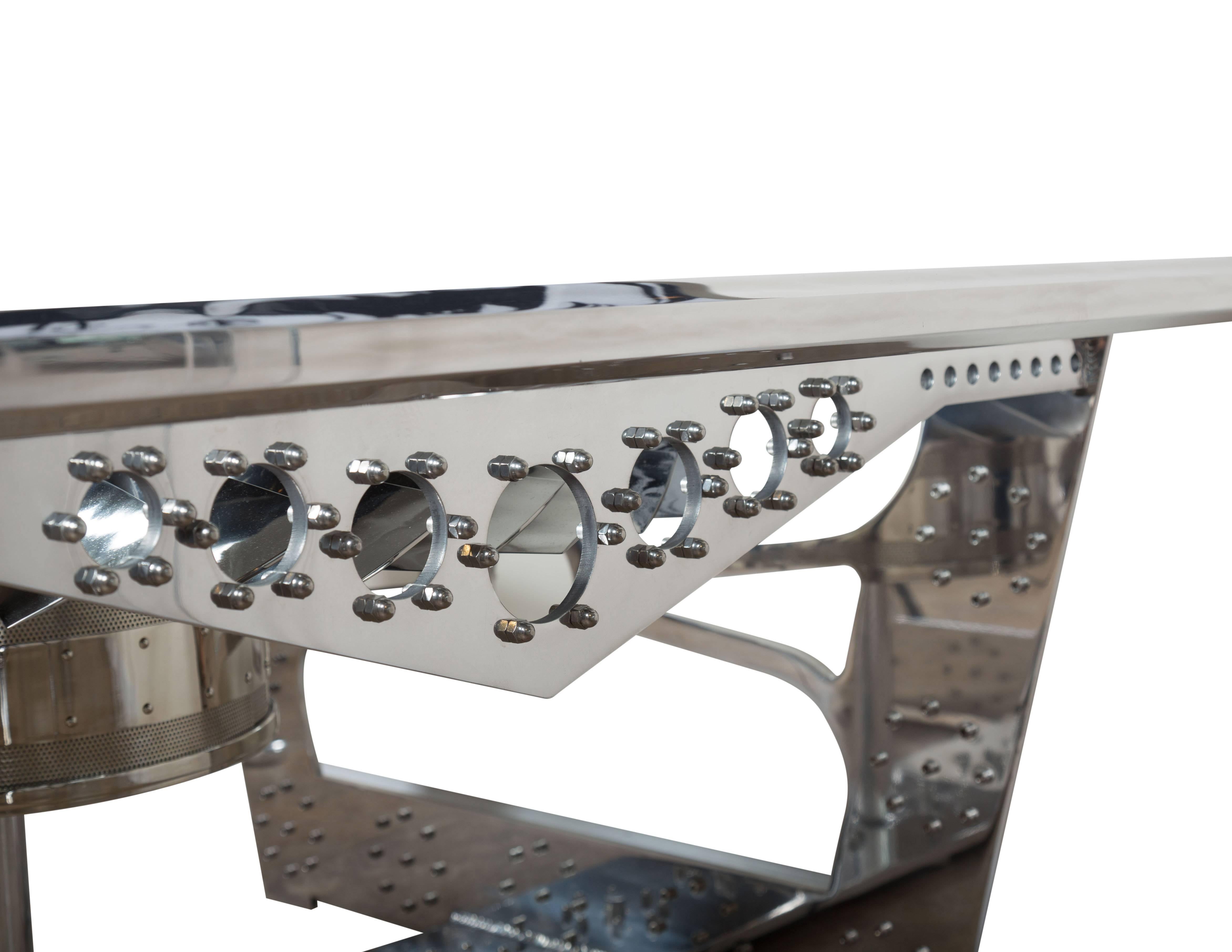 Custom Motorized and Hand Polished JT8D Turbine Table In Excellent Condition In Aspen, CO