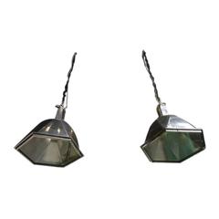 Pair of Polished Metal Italian Art Deco Lights
