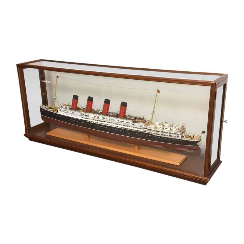 This large, detail model of the historic RMS Lusitania was hand built in the mid-20th century.

The Cunard line’s RMS Lusitania was one of the most luxurious and esteemed passenger ships in the early 1900s. Its maiden voyage was on September 7th,