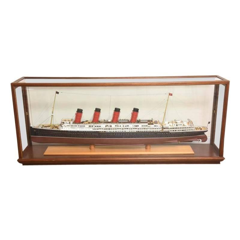 Large Hand Built Ship Model of the Rms Lusitania For Sale