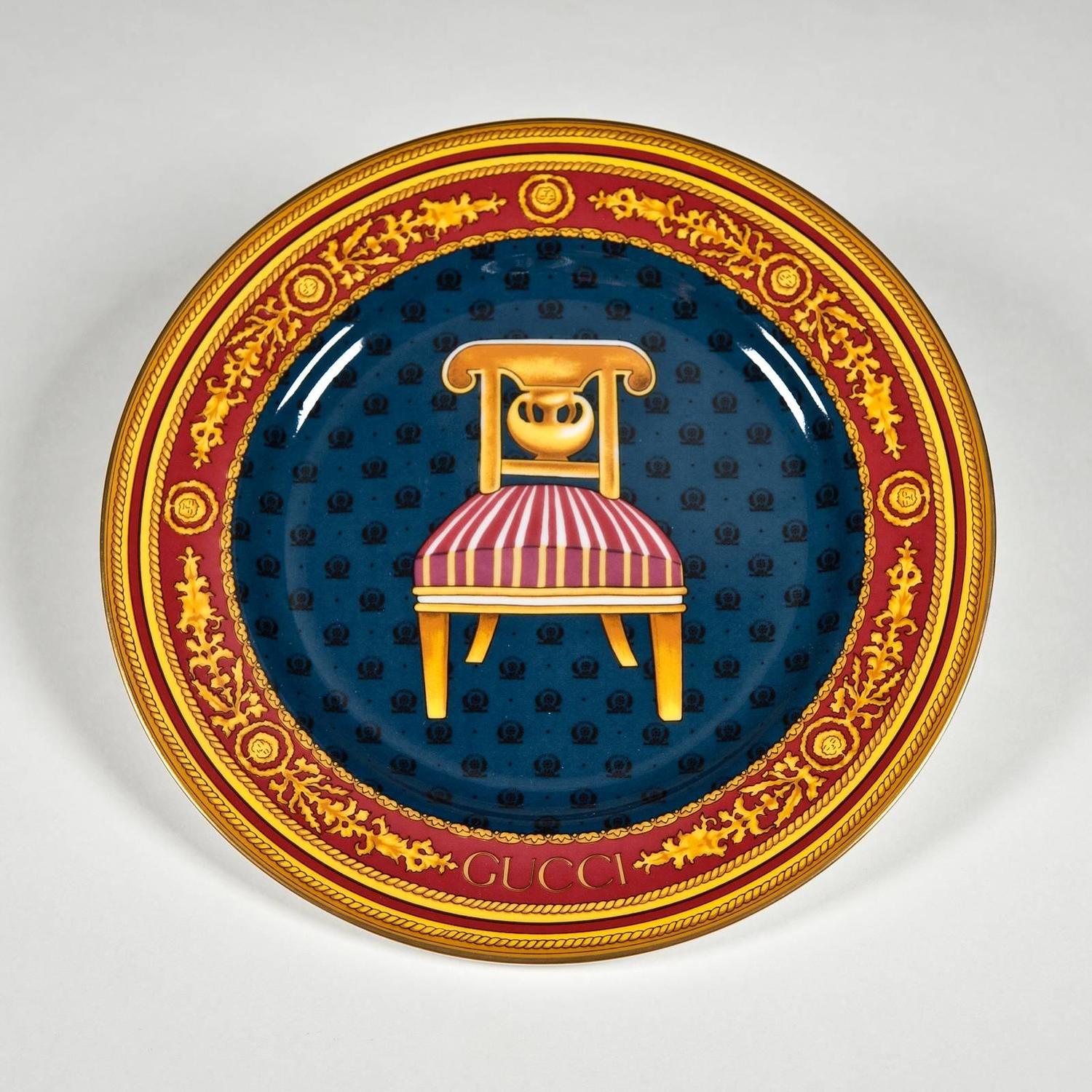 Coffee Set and Dessert Plates with Chairs by Gucci For Sale at 1stdibs