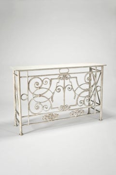 Custom Made Iron "Juliet Balcony" Marble-Topped Console