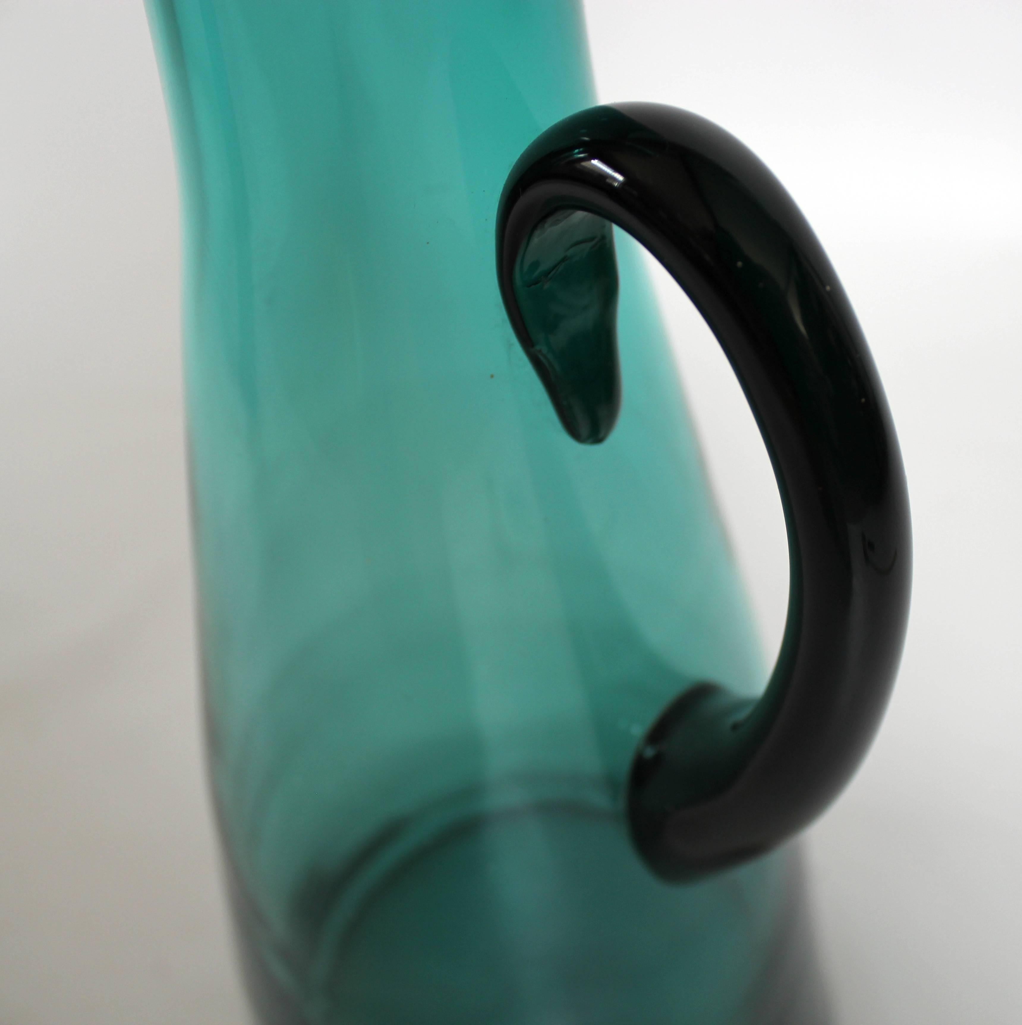 Tall Blenko Blown Glass Pitcher In Good Condition For Sale In Sacramento, CA