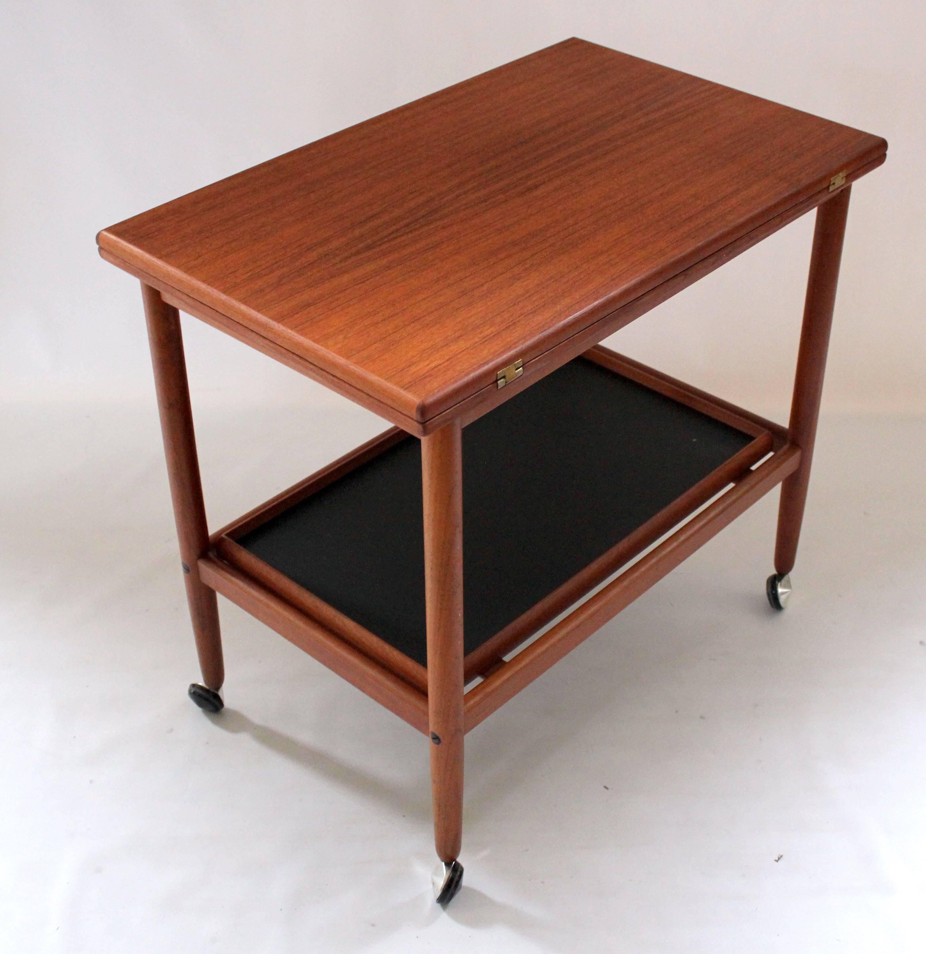 Scandinavian Modern 1960s Danish Modern Teak Convertible Bar Cart, in the Style of Grete Jalk