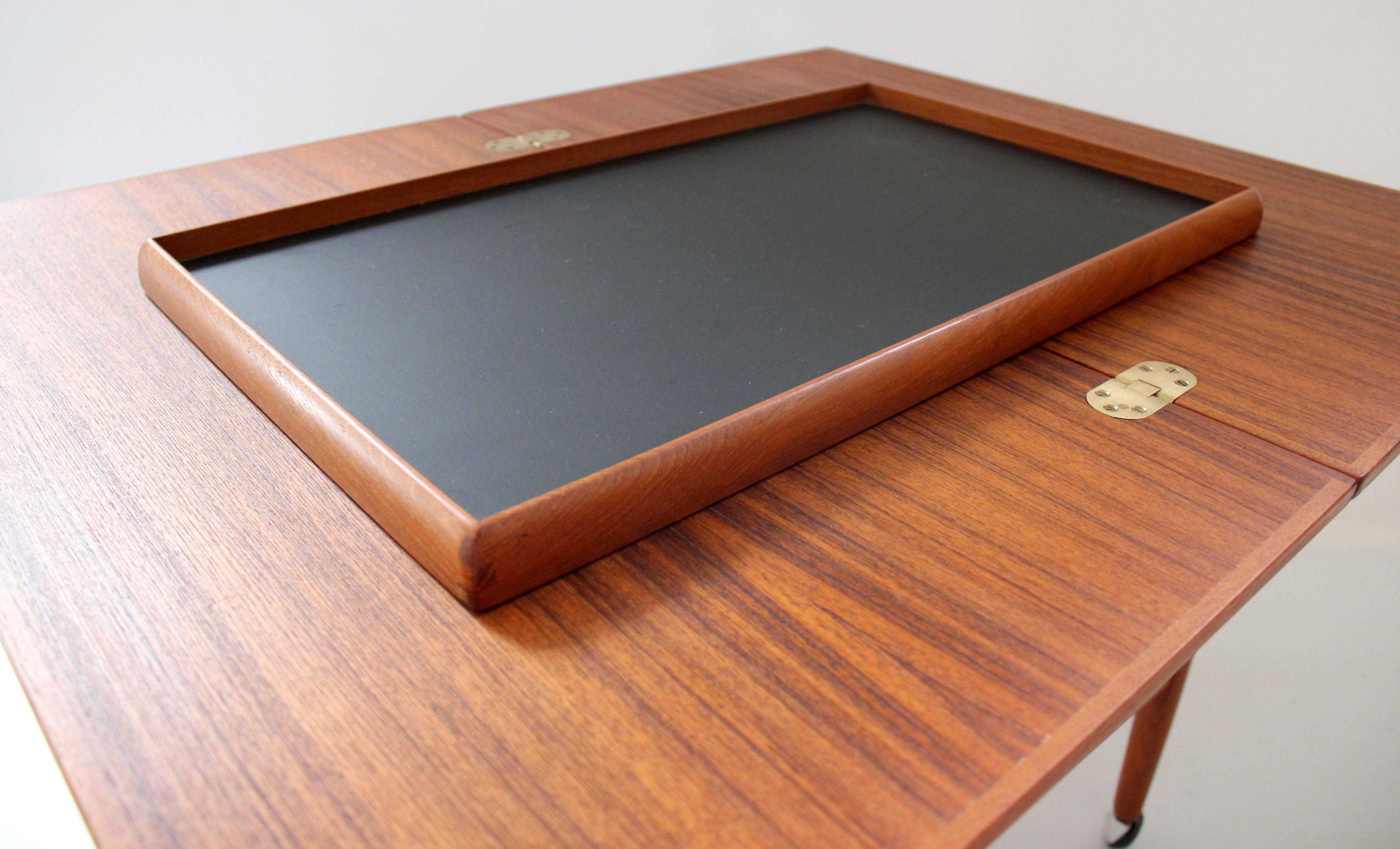 1960s Danish Modern Teak Convertible Bar Cart, in the Style of Grete Jalk 2