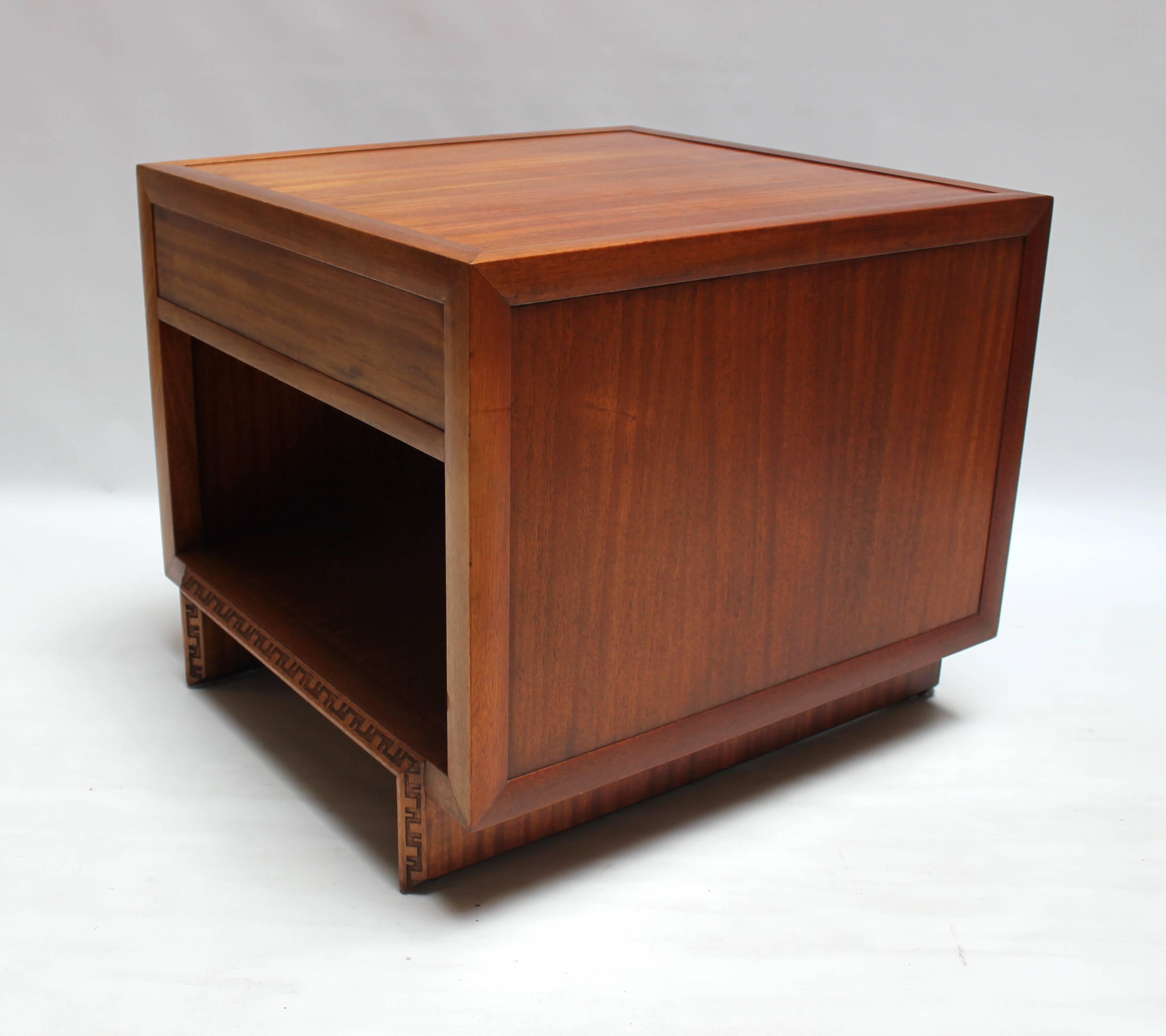 American 1950s Frank Lloyd Wright for Heritage Henredon Talesian Side Table with Drawer