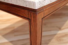 1950s Mid-Century Walnut and Travertine Coffee Table