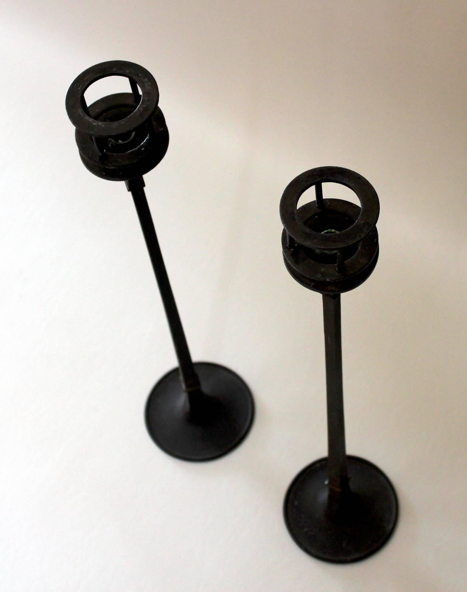 Pair of 1960s iron candlesticks designed by Jens Quistgaard for Dansk.