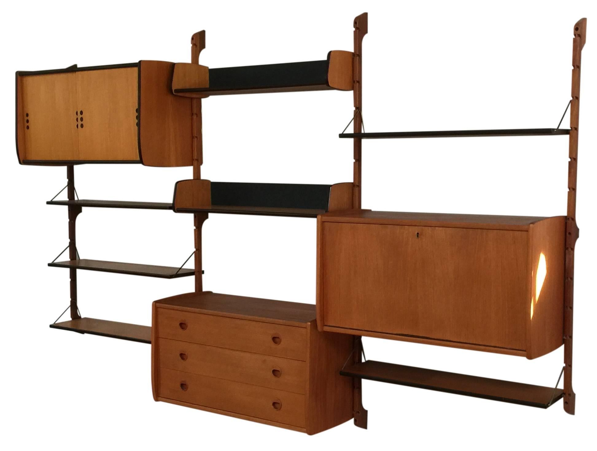 Scandinavian Modern Teak ERGO Modular Wall Unit System by John Texmon, 1960s